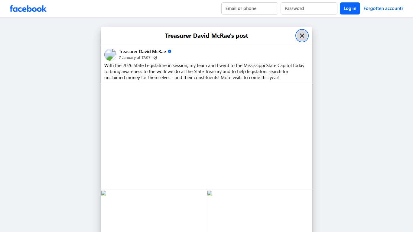 With the 2026 State Legislature in... - Treasurer David McRae Facebook