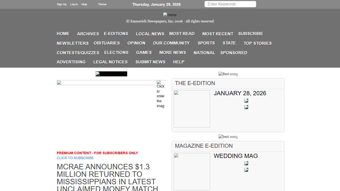 McRae Announces $1.3 Million Returned to Mississippians in Latest Unclaimed Money Match The Yazoo Herald